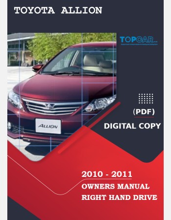 toyota allion 2010-2011 owners manual in english